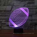 Luz de noche de Rugby Football 3D Lamp Optical Illusion, 7 luces de escritorio de mesa Touch Color Changing con base de acrílico plana y ABS